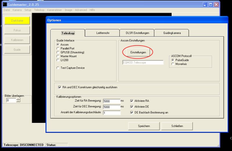 Einrichtung Guidemaster